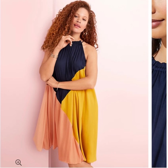 LOFT Colorblock Halter Swing Dress Women's Size 22 Plus - Picture 4 of 10